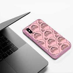 Чехол iPhone XS Max матовый Цветы в стиле бохо на пудрово-розовом фоне, цвет: 3D-розовый — фото 2