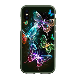 Чехол iPhone XS Max матовый Неоновые дикие бабочки