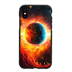 Чехол iPhone XS Max матовый Планета в огненном космосе, цвет: 3D-черный