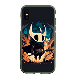 Чехол iPhone XS Max матовый Hollow Knight c посохом, цвет: 3D-темно-зеленый