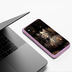 Чехол iPhone XS Max матовый Кот в доспехах, цвет: 3D-сиреневый — фото 2