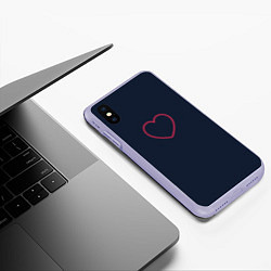 Чехол iPhone XS Max матовый Неоновое сердце на синем фоне, цвет: 3D-светло-сиреневый — фото 2