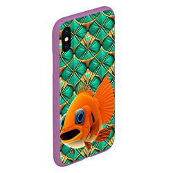 Чехол iPhone XS Max матовый Сказочная золотая рыбка, цвет: 3D-фиолетовый — фото 2