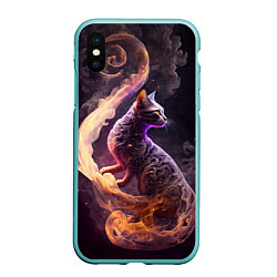 Чехол iPhone XS Max матовый Звездный кот, цвет: 3D-мятный