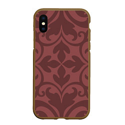 Чехол iPhone XS Max матовый Красивые узоры на красном, цвет: 3D-коричневый