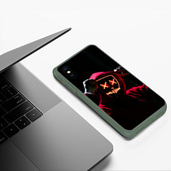 Чехол iPhone XS Max матовый Красно-оранжевый неоновый анонимус, цвет: 3D-темно-зеленый — фото 2