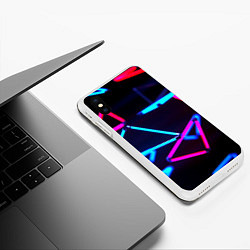 Чехол iPhone XS Max матовый Неоновые фигуры ночь, цвет: 3D-белый — фото 2