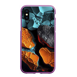 Чехол iPhone XS Max матовый Цветные камни, цвет: 3D-фиолетовый