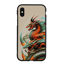 Чехол iPhone XS Max матовый Japan dragon - irezumi, цвет: 3D-черный