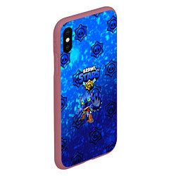 Чехол iPhone XS Max матовый Brawl Stars волк Леон, цвет: 3D-малиновый — фото 2