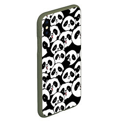 Чехол iPhone XS Max матовый Весёлые панды, цвет: 3D-темно-зеленый — фото 2