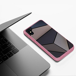 Чехол iPhone XS Max матовый Тёмный треугольный паттерн, цвет: 3D-малиновый — фото 2