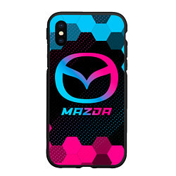 Чехол iPhone XS Max матовый Mazda - neon gradient