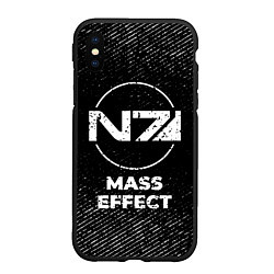 Чехол iPhone XS Max матовый Mass Effect с потертостями на темном фоне