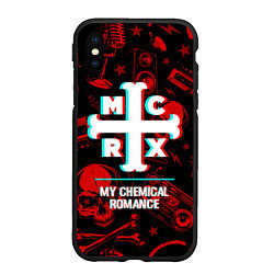 Чехол iPhone XS Max матовый My Chemical Romance rock glitch, цвет: 3D-черный