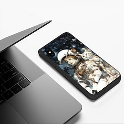 Чехол iPhone XS Max матовый Девушка космонавт с белым котом, цвет: 3D-черный — фото 2