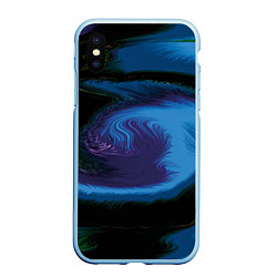 Чехол iPhone XS Max матовый Голубой и фиолетовый абстракт