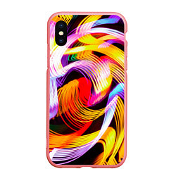 Чехол iPhone XS Max матовый Неоновое множество фонарей в темноте, цвет: 3D-баблгам