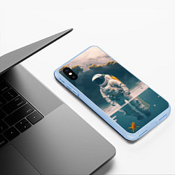 Чехол iPhone XS Max матовый Космонавт в воде на другой планете, цвет: 3D-голубой — фото 2