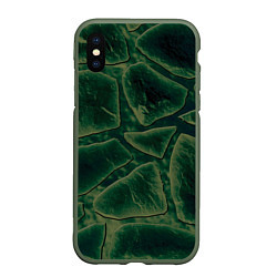 Чехол iPhone XS Max матовый Малахитовые камни, цвет: 3D-темно-зеленый