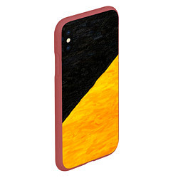 Чехол iPhone XS Max матовый Черно-желтые масляные краски, цвет: 3D-красный — фото 2