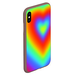 Чехол iPhone XS Max матовый Сердце - радужный градиент, цвет: 3D-коричневый — фото 2