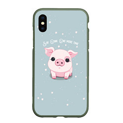 Чехол iPhone XS Max матовый Пухля - Say Oink one more time, цвет: 3D-темно-зеленый