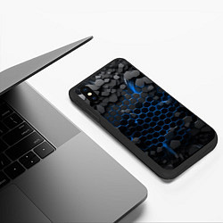 Чехол iPhone XS Max матовый Взрыв синих плит, цвет: 3D-черный — фото 2