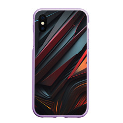 Чехол iPhone XS Max матовый Объемные темные элементы, цвет: 3D-сиреневый