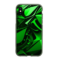 Чехол iPhone XS Max матовый Зеленые объемные объекты