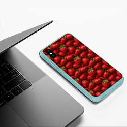 Чехол iPhone XS Max матовый Сочная текстура из клубники, цвет: 3D-мятный — фото 2