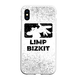 Чехол iPhone XS Max матовый Limp Bizkit с потертостями на светлом фоне, цвет: 3D-белый