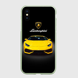 Чехол iPhone XS Max матовый Итальянский спорткар Lamborghini Aventador, цвет: 3D-салатовый