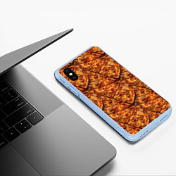 Чехол iPhone XS Max матовый Сочная текстура из кусков пиццы, цвет: 3D-голубой — фото 2