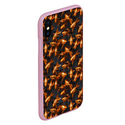 Чехол iPhone XS Max матовый Паттерн из золотых рыбок, цвет: 3D-розовый — фото 2