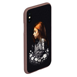 Чехол iPhone XS Max матовый Воспоминания о любви Девушка цветы и замок, цвет: 3D-коричневый — фото 2