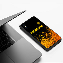 Чехол iPhone XS Max матовый Motorhead - gold gradient: символ сверху, цвет: 3D-черный — фото 2