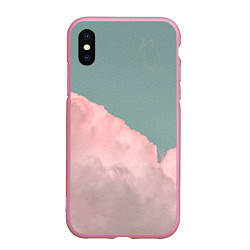 Чехол iPhone XS Max матовый Облака и небо, цвет: 3D-розовый