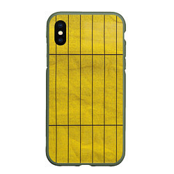 Чехол iPhone XS Max матовый Жёлтый фон и чёрные параллельные линии, цвет: 3D-темно-зеленый