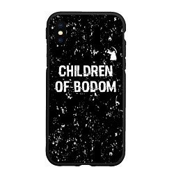 Чехол iPhone XS Max матовый Children of Bodom glitch на темном фоне: символ св