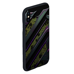 Чехол iPhone XS Max матовый Фиолетовые и зеленые вставки, цвет: 3D-черный — фото 2