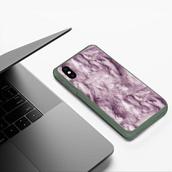 Чехол iPhone XS Max матовый Текстура розовый пушок, цвет: 3D-темно-зеленый — фото 2