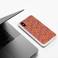 Чехол iPhone XS Max матовый Оранжевый векторный узор, цвет: 3D-белый — фото 2