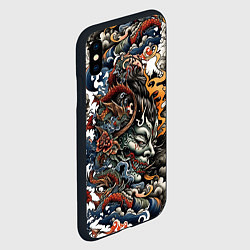 Чехол iPhone XS Max матовый Татуировка Ирезуми, цвет: 3D-черный — фото 2