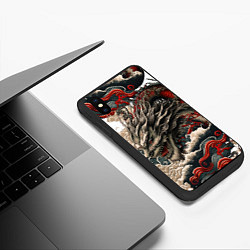 Чехол iPhone XS Max матовый Тату дракона в стиле Ирезуми, цвет: 3D-черный — фото 2