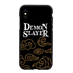 Чехол iPhone XS Max матовый Demon Slayer anime clouds