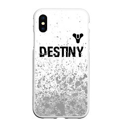 Чехол iPhone XS Max матовый Destiny glitch на светлом фоне: символ сверху, цвет: 3D-белый