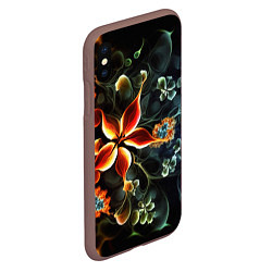 Чехол iPhone XS Max матовый Абстрактные цветы, цвет: 3D-коричневый — фото 2