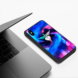 Чехол iPhone XS Max матовый Bon Jovi неоновый космос, цвет: 3D-черный — фото 2