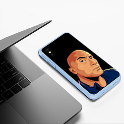 Чехол iPhone XS Max матовый Дуэйн Джонсон бровь, цвет: 3D-голубой — фото 2